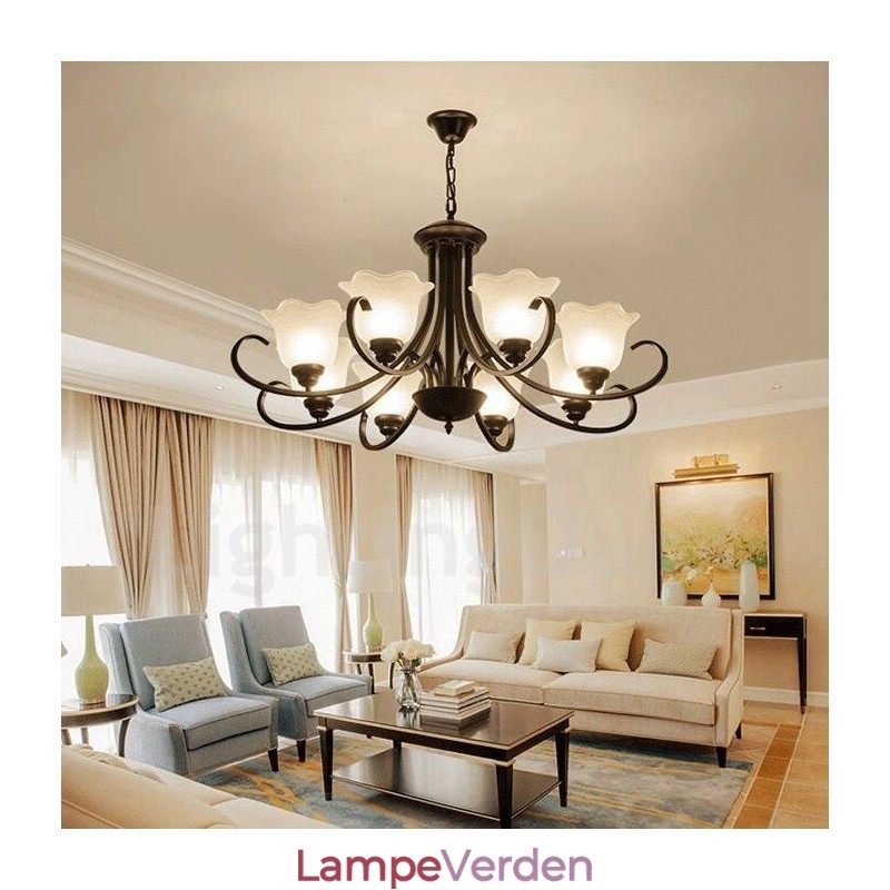 8 lys rustik hytte integreret metal lysekrone