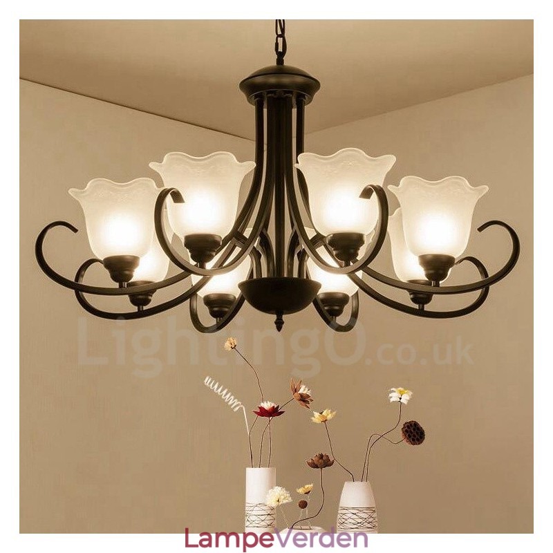 8 lys rustik hytte integreret metal lysekrone