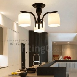 3 Light Country integreret metallysekrone med glasskærm