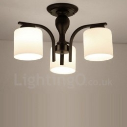 3 Light Country integreret metallysekrone med glasskærm