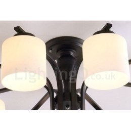 5 Light Country integreret metal lysekrone med glasskærm