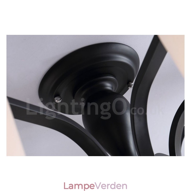 5 Light Country integreret metal lysekrone med glasskærm