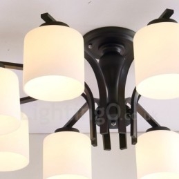 8 Light Country integreret metallysekrone med glasskærm