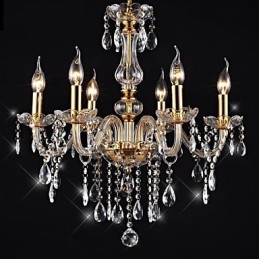 Lysekrone 6 Lights Golden Vintage i Crystal Feature