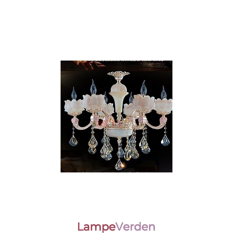Europæisk stil zinklegering crystal pendellamper og naturlig jade