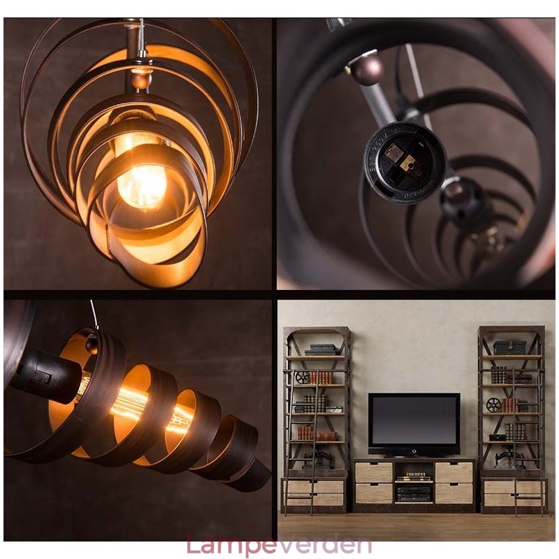 Retro jernlampe Moderne, minimalistisk industriel lysekrone