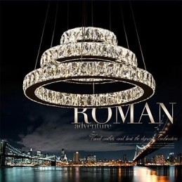 Pendel Moderne Belysning Varm Hvid Tre Ringe D204060 Gennemsigtig K9 Store Krystal Loftslamper