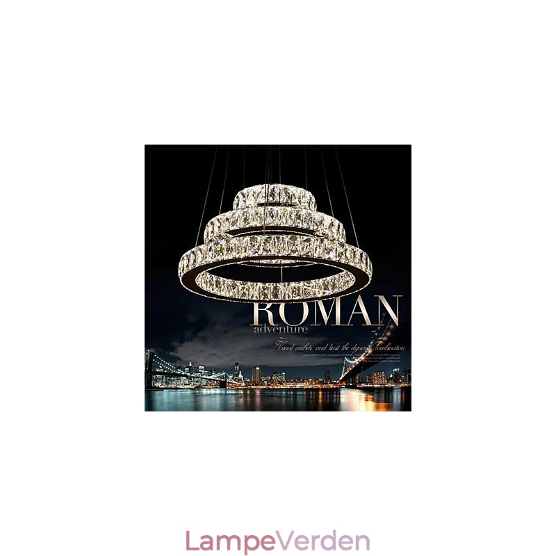 Pendel Moderne Belysning Varm Hvid Tre Ringe D204060 Gennemsigtig K9 Store Krystal Loftslamper