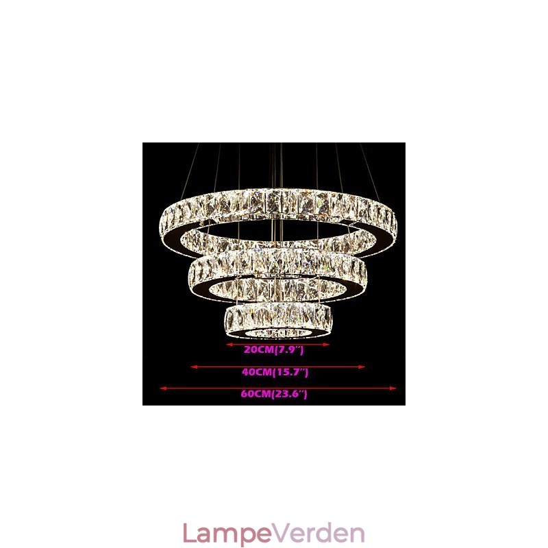 Pendel Moderne Belysning Varm Hvid Tre Ringe D204060 Gennemsigtig K9 Store Krystal Loftslamper