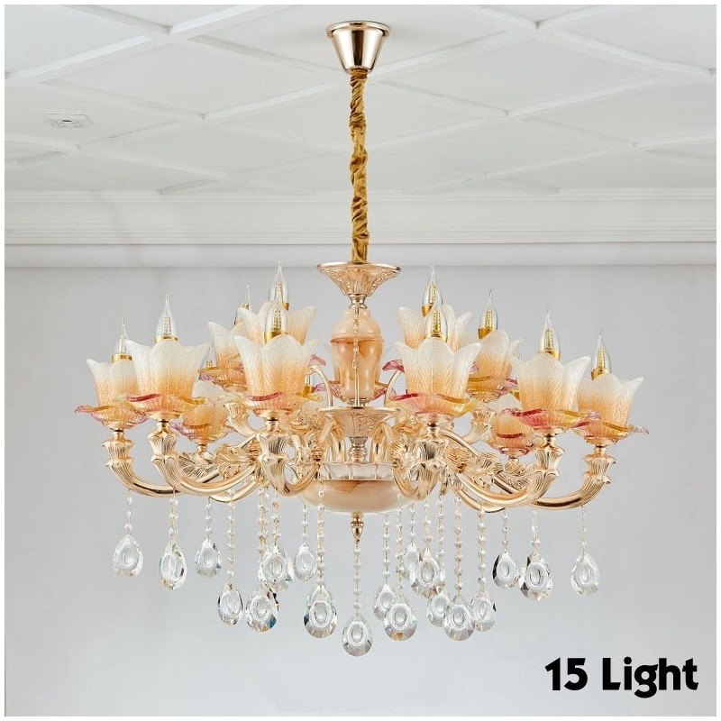 15 let traditionel klassisk integreret metal lysekrone