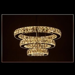 Pendel Moderne Belysning Varm Hvid Tre Ringe D204060 Gennemsigtig K9 Store Krystal Loftslamper