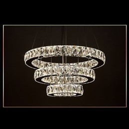 Pendel Moderne Belysning Varm Hvid Tre Ringe D204060 Gennemsigtig K9 Store Krystal Loftslamper