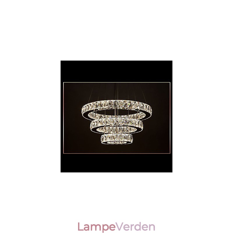 Pendel Moderne Belysning Varm Hvid Tre Ringe D204060 Gennemsigtig K9 Store Krystal Loftslamper