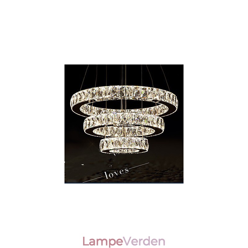 Pendel Moderne Belysning Varm Hvid Tre Ringe D204060 Gennemsigtig K9 Store Krystal Loftslamper