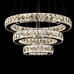 Pendel Moderne Belysning Varm Hvid Tre Ringe D204060 Gennemsigtig K9 Store Krystal Loftslamper