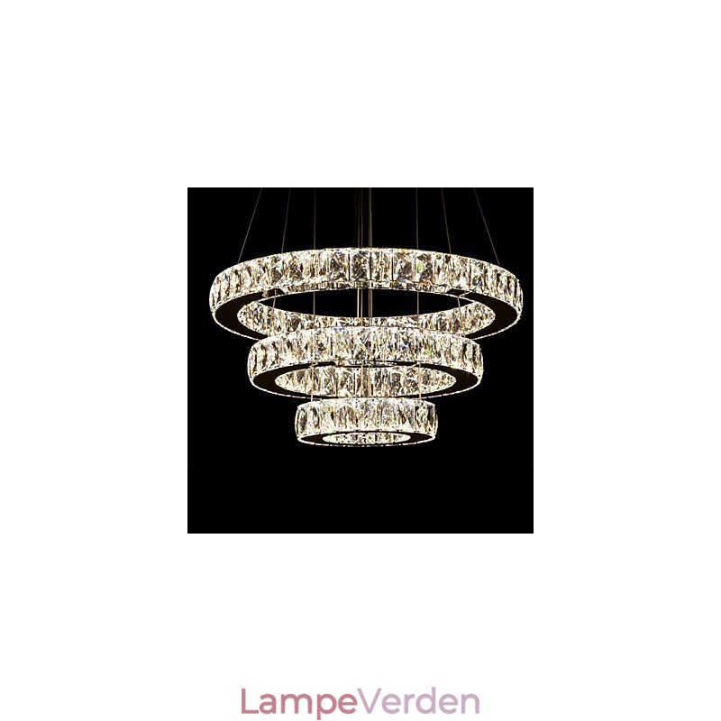 Pendel Moderne Belysning Varm Hvid Tre Ringe D204060 Gennemsigtig K9 Store Krystal Loftslamper