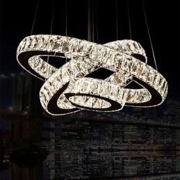 Pendel Moderne Belysning Varm Hvid Tre Ringe D204060 Gennemsigtig K9 Store Krystal Loftslamper