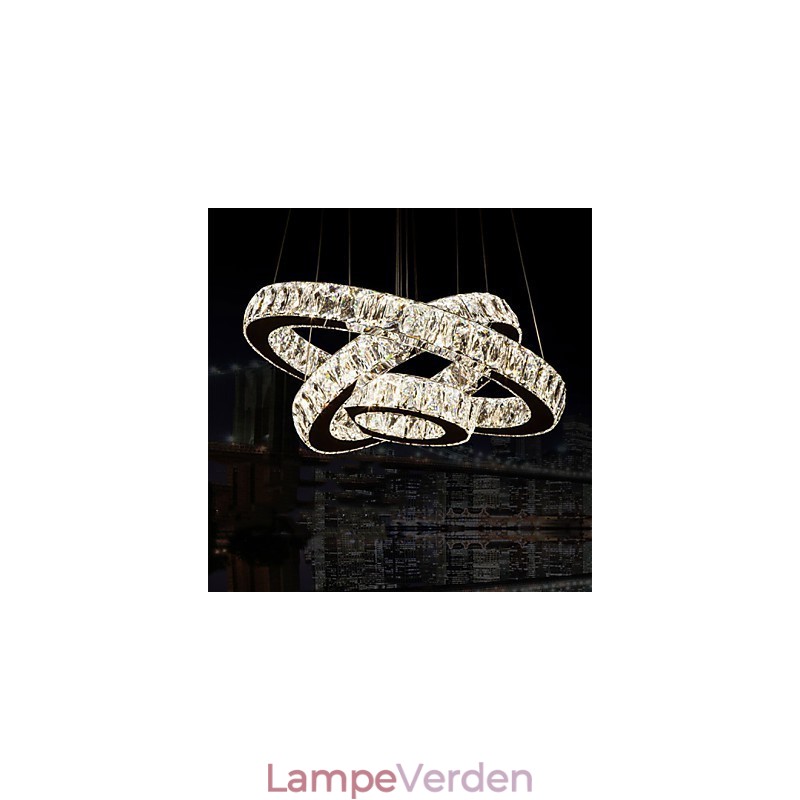 Pendel Moderne Belysning Varm Hvid Tre Ringe D204060 Gennemsigtig K9 Store Krystal Loftslamper