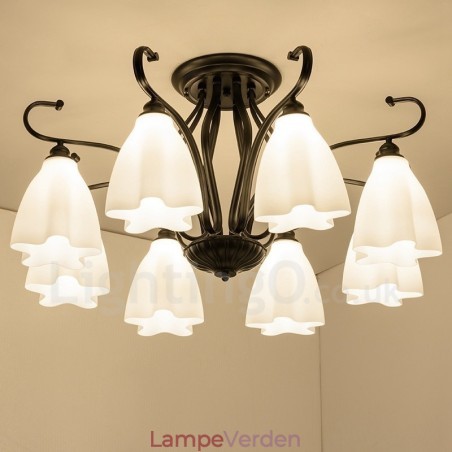 8 lys rustik hytte integreret lysekrone