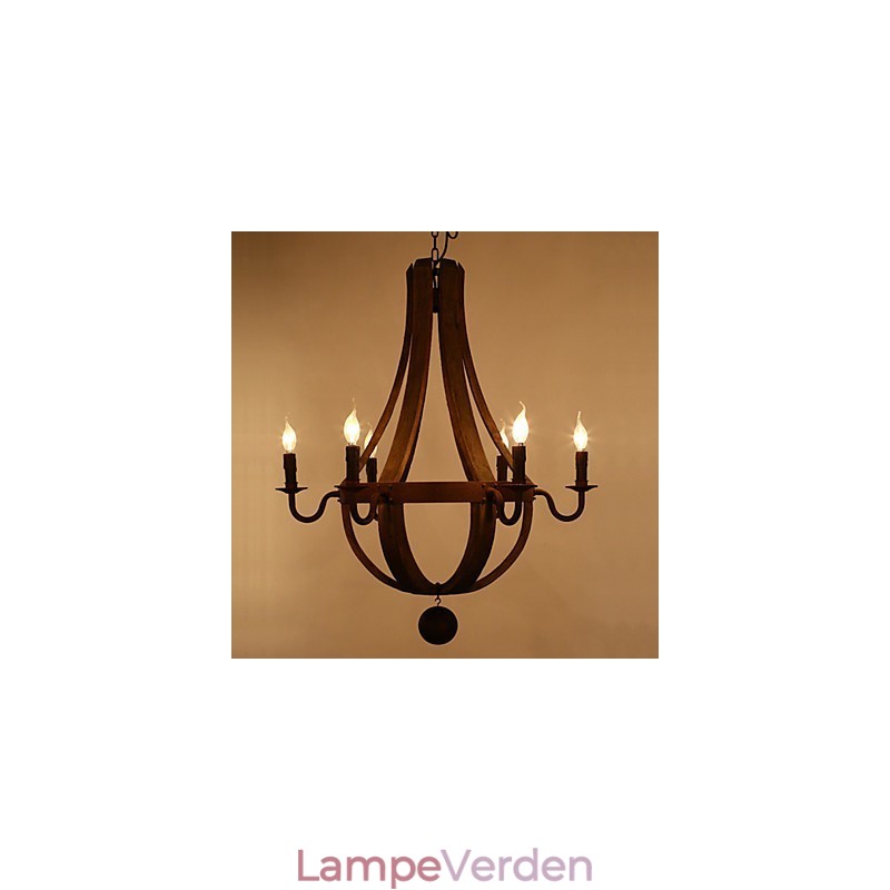 Vintage amerikansk rustik træ vedhæng Winerel lysekrone Lampe Liviing og Lampe