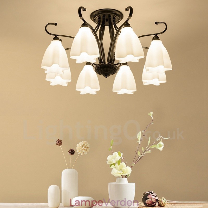 8 lys rustik hytte integreret lysekrone