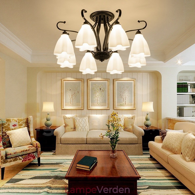 8 lys rustik hytte integreret lysekrone