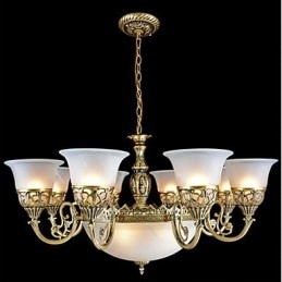 Bronze lysekrone Eleven Lights Moire Glas European Retro Classic