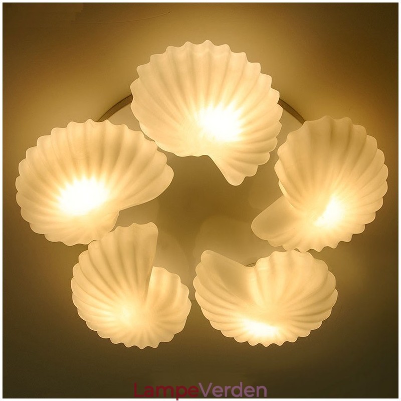 Conch 5 Light traditionel klassisk integreret lysekrone med glasskærm