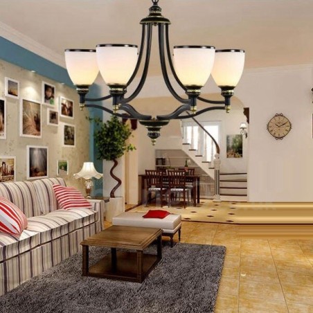 6 lys rustik hytte integreret metal lysekrone