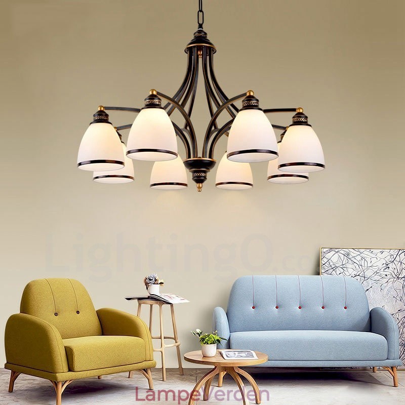 8 lys rustik hytte integreret metal lysekrone