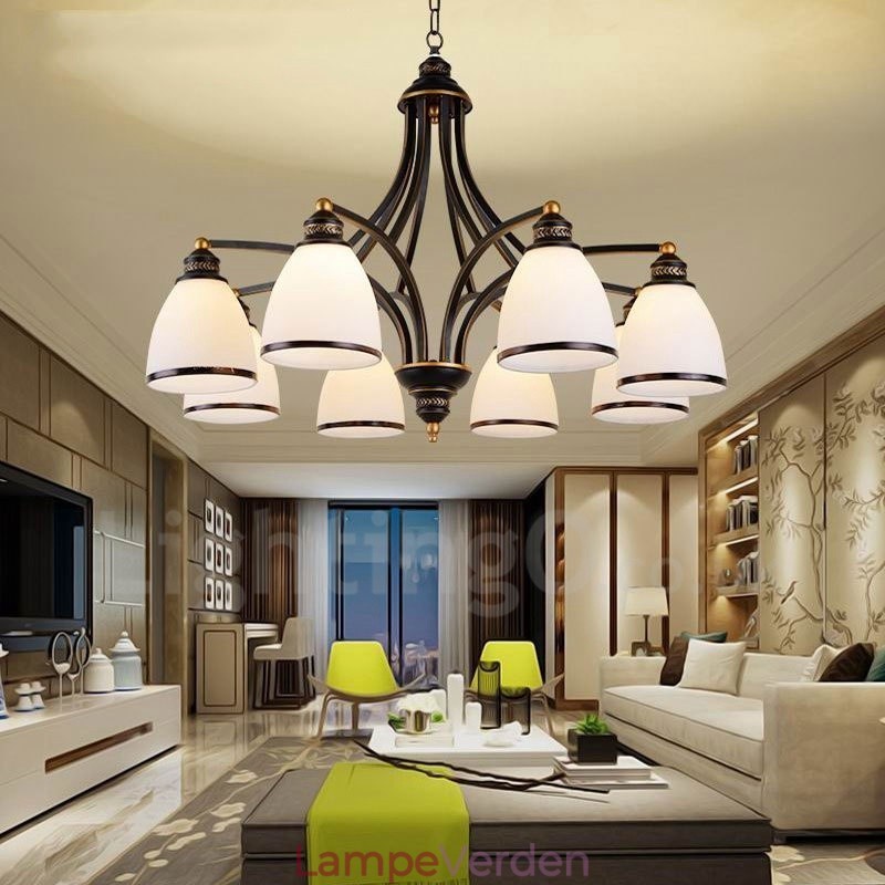 8 lys rustik hytte integreret metal lysekrone