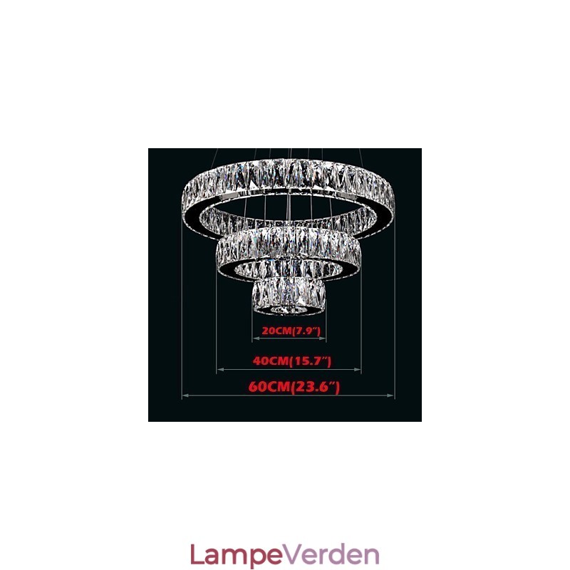 Krystal pendel moderne belysning tre ringe D204060 K9 store krystal loftslamper armaturer