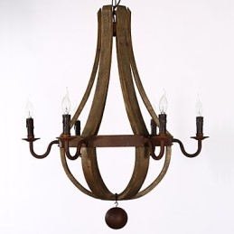 Vintage amerikansk rustik træ vedhæng Winerel lysekrone Lampe Liviing og Lampe