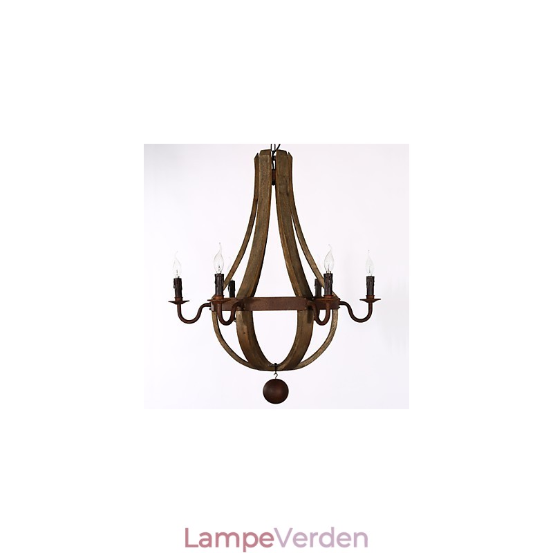 Vintage amerikansk rustik træ vedhæng Winerel lysekrone Lampe Liviing og Lampe