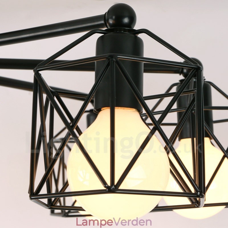 6 lys rustik hytte integreret lysekrone