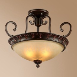 Single Light Rustic Lodge Integreret Metal Flush Mount Light