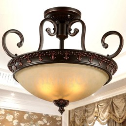 Single Light Rustic Lodge Integreret Metal Flush Mount Light