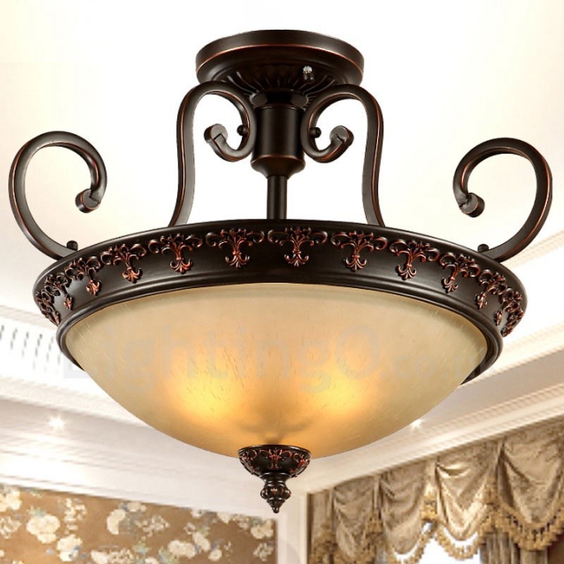 Single Light Rustic Lodge Integreret Metal Flush Mount Light