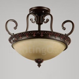 Single Light Rustic Lodge Integreret Metal Flush Mount Light