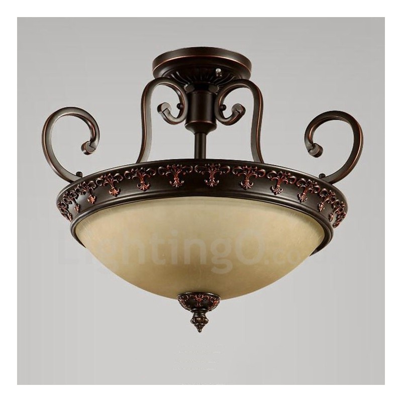 Single Light Rustic Lodge Integreret Metal Flush Mount Light