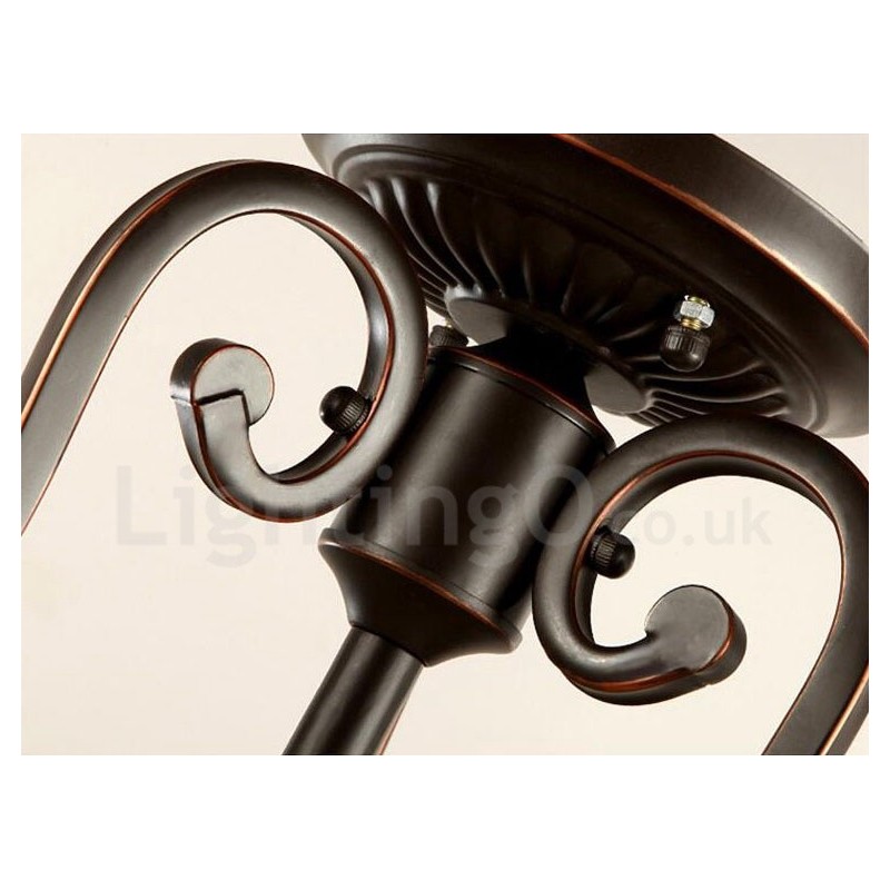 Single Light Rustic Lodge Integreret Metal Flush Mount Light