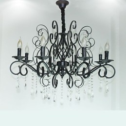 8 Leder af europæisk stil Crystal Lamp Metal Lysekrone Belysning