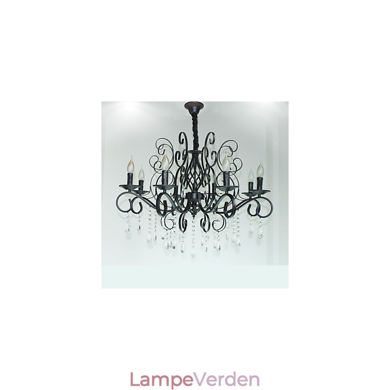 8 Leder af europæisk stil Crystal Lamp Metal Lysekrone Belysning