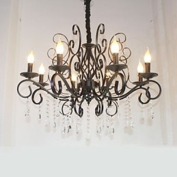 8 Leder af europæisk stil Crystal Lamp Metal Lysekrone Belysning
