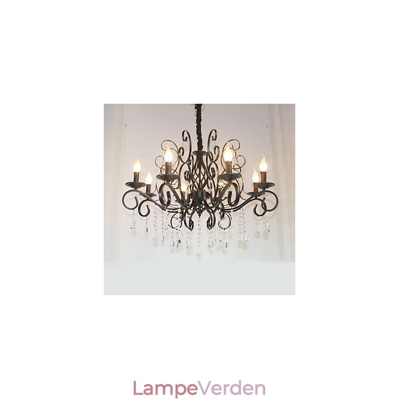 8 Leder af europæisk stil Crystal Lamp Metal Lysekrone Belysning