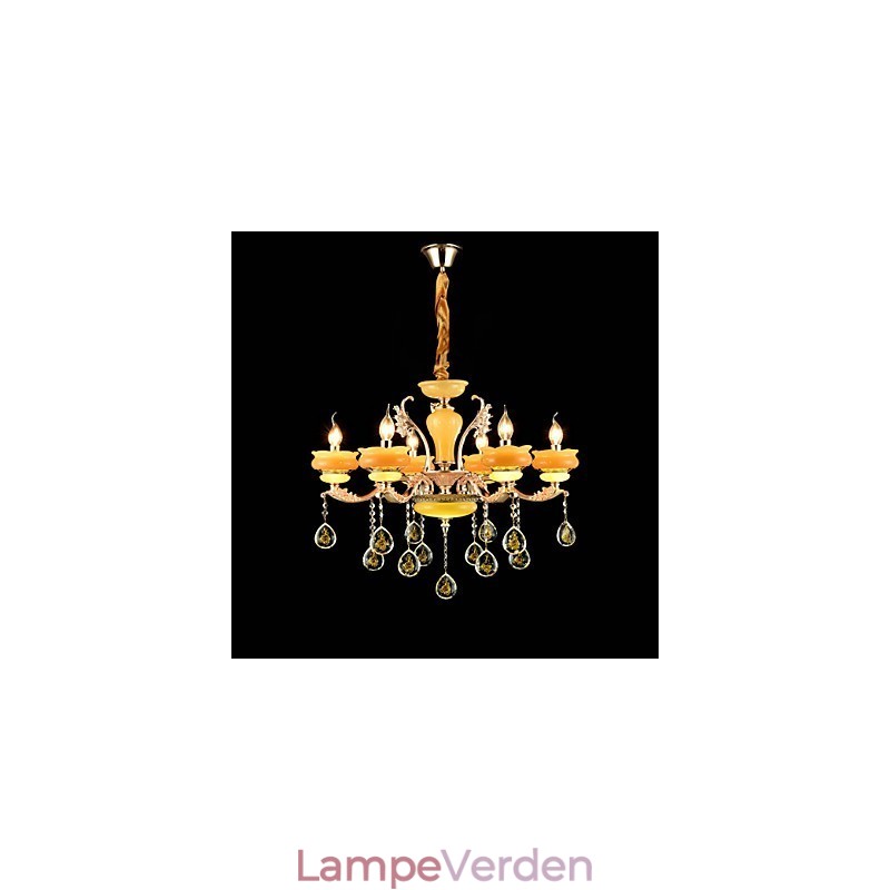 Traditionel klassisk zinklegeringsfunktion til Crystal Mini Style Metal 6 Bulbs lysekrone