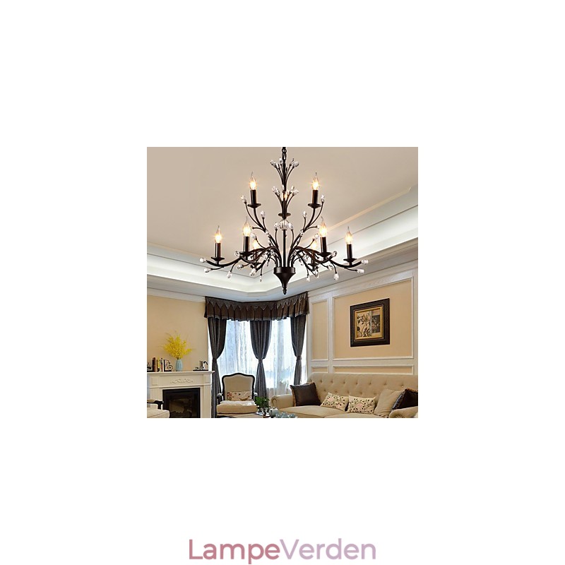 9 lys krystal lysekrone moderne moderne traditionel klassisk vintage retro land maleri funktion