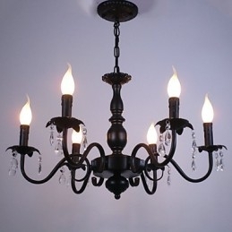 Europæisk stil lysekrone stearinlys Krystallampe Simple Iron Art Lampe Dekorativ Lampe