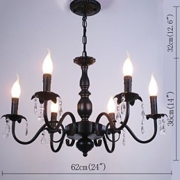 Europæisk stil lysekrone stearinlys Krystallampe Simple Iron Art Lampe Dekorativ Lampe
