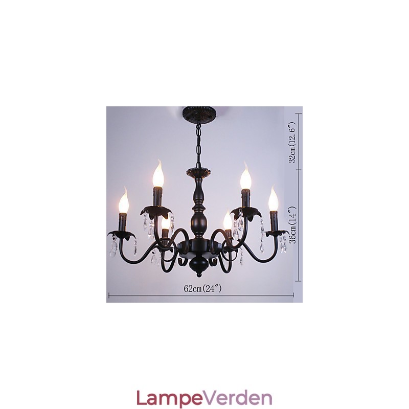 Europæisk stil lysekrone stearinlys Krystallampe Simple Iron Art Lampe Dekorativ Lampe